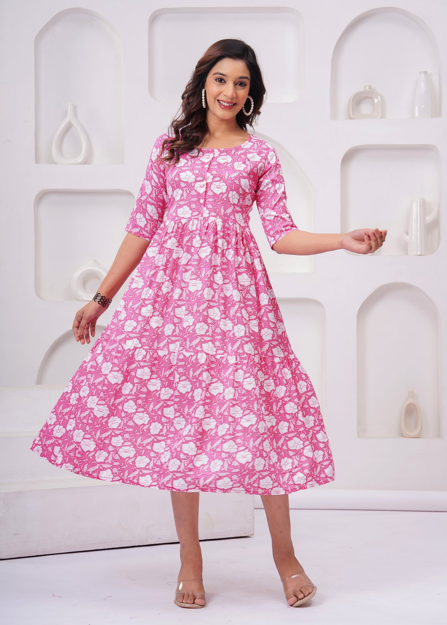 Graceful Cotton Printed Anarkali Kurti – Elegant & Stylish