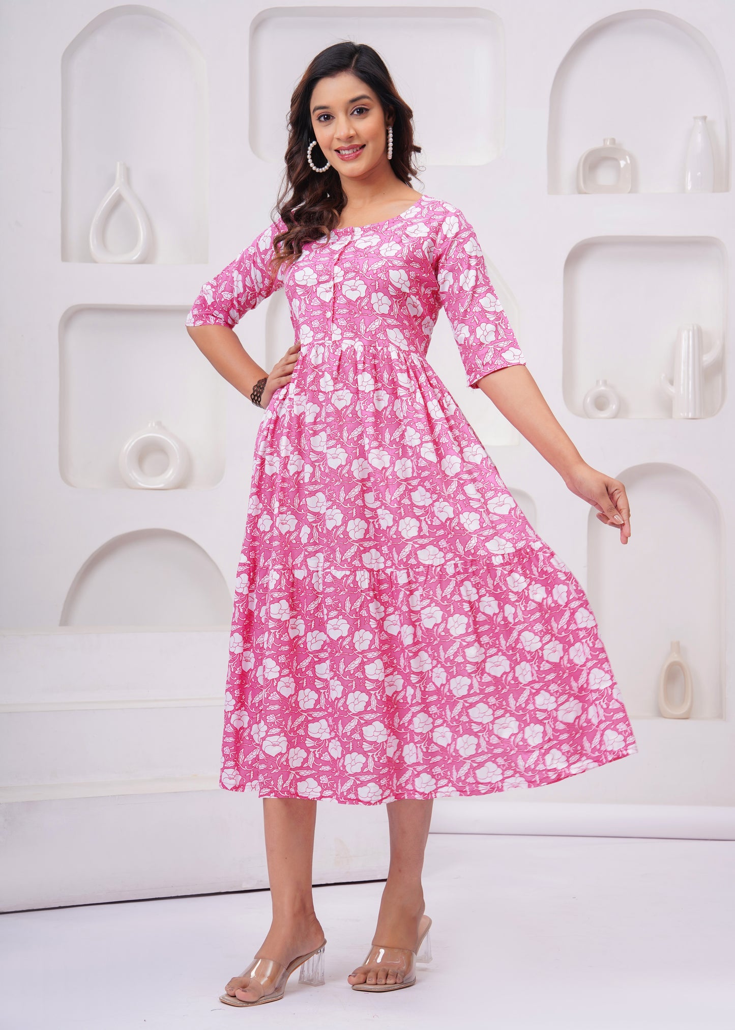 Graceful Cotton Printed Anarkali Kurti – Elegant & Stylish