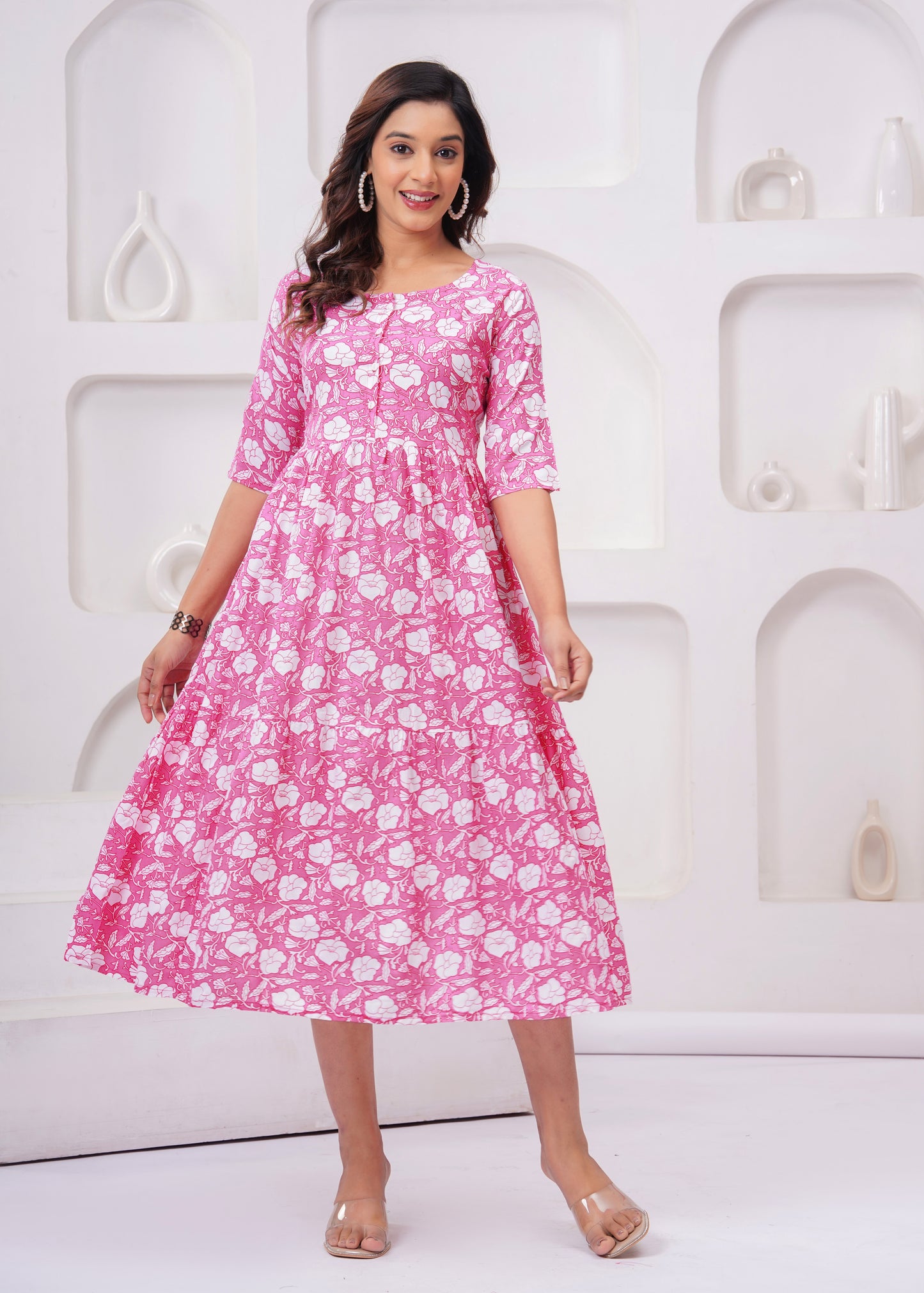 Graceful Cotton Printed Anarkali Kurti – Elegant & Stylish